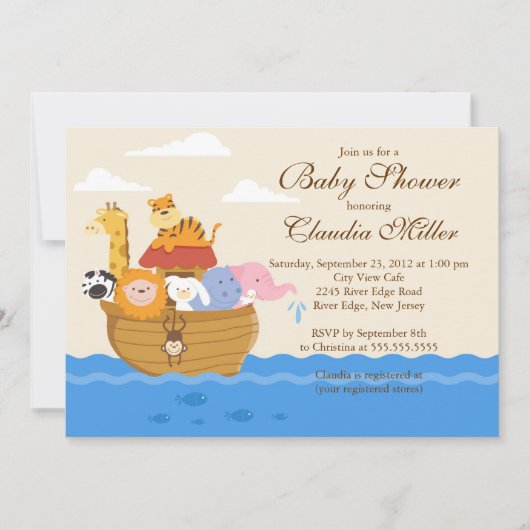 Invitation La petite fille Ark ou la petite douche de bébé Cu (Devant)