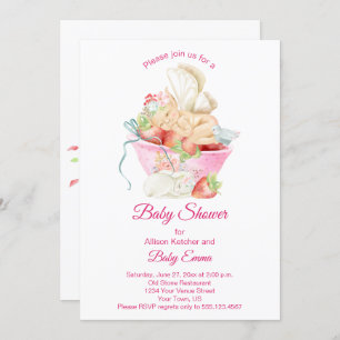 Invitation La petite fille qui fée dans un Baby shower de thé