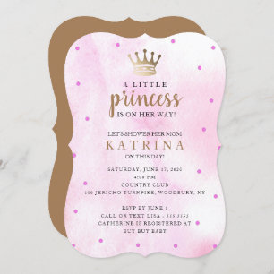 Invitation La petite princesse est en route !Baby shower rose