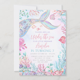 Invitation La Petite Sirène Sous La Mer Anniversaire