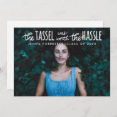 Invitation La Photo De Graduate Tassel Vaut Le Script Hassle (Devant / Derrière)