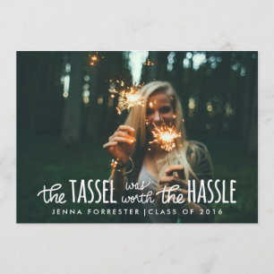 Invitation La Photo D'Un Diplômé Tassel Vaut La Peine Du Scri
