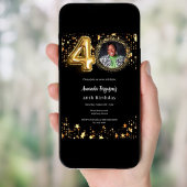 Invitation La photo en or noir étoiles 40e anniversaire