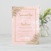 Invitation La plage tropicale de palmier d'or rougissent (Debout devant)