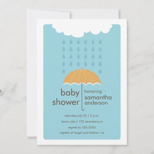 Invitation La pluie laisse tomber l'invitation du Baby shower (Devant)