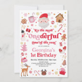 Invitation La plupart du temps de Noël Fille de Noël 1er anni (Devant)