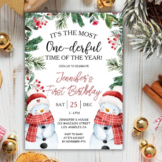 Invitation LA PLUPART | Snowman Noël 1er anniversaire