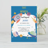 Invitation la plus aquarelle planètes spatiales anniversaire (Debout devant)