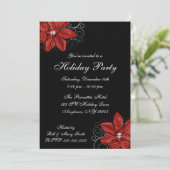 Invitation La Poinsettia Rouge Noire Fête (Debout devant)