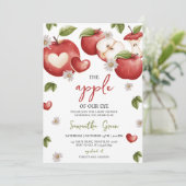 Invitation La pomme de notre Baby shower oculaire (Debout devant)