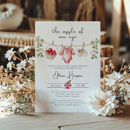 Invitation La pomme de notre Baby shower oculaire