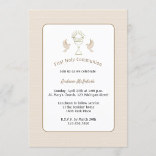 Invitation La Première communion branchée Tan en effervescenc