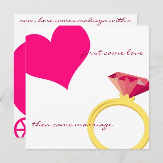 Invitation LA PREMIÈRE EST ARRIVÉE À L'Invitation À L'AMOUR-r (Devant / Derrière)