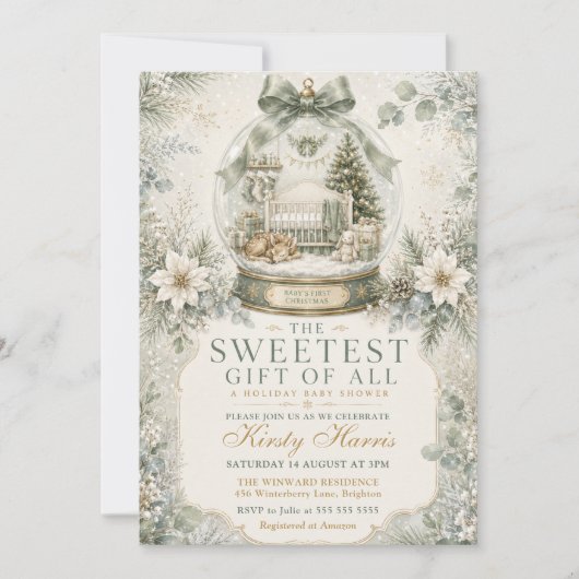 Invitation La première Noël de bébé Baby Shower (Devant)