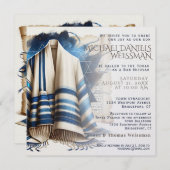 Invitation La prière Bar Mitzvah Shawl Scroll (Devant / Derrière)