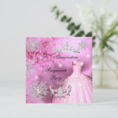 Invitation La princesse magique Quinceanera Masquerade rose (Debout devant)