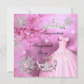 Invitation La princesse magique Quinceanera Masquerade rose (Devant)