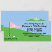 Invitation La Princesse Pink frappe le Green Golf Birthday Pa (Devant / Derrière)