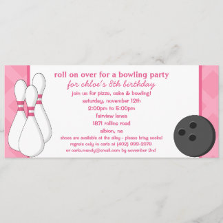 Invitation La princesse Pink passe au-dessus de Bowling