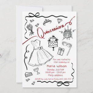 Invitation La princesse Quinceañera jouée à la main