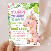 Invitation La Rawr au Timp ! Dinosaur 10e anniversaire fille 