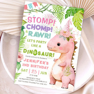 Invitation La Rawr au Timp ! Dinosaur 2e fête d'anniversaire 