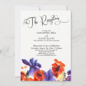 Invitation "La Réception" Typographie Coquelicots rouges Iris (Devant)