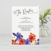Invitation "La Réception" Typographie Coquelicots rouges Iris (Debout devant)