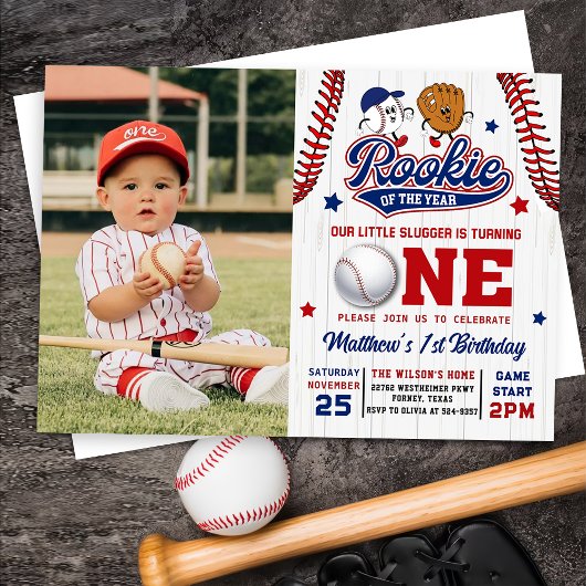 Invitation La recette de l'année Baseball 1er Anniversaire Ph