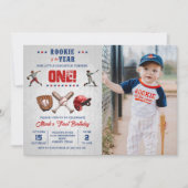 Invitation La recette de l'année Baseball 1er Anniversaire Ph (Devant)