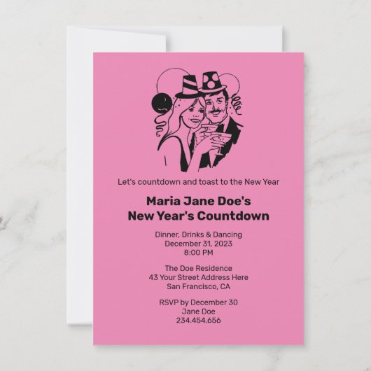 Invitation La résolution du Nouvel An est drôle (Dos)