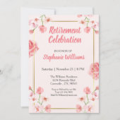 Invitation La retraite des femmes frontière rose florale doré (Devant)
