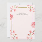 Invitation La retraite des femmes frontière rose florale doré (Dos)