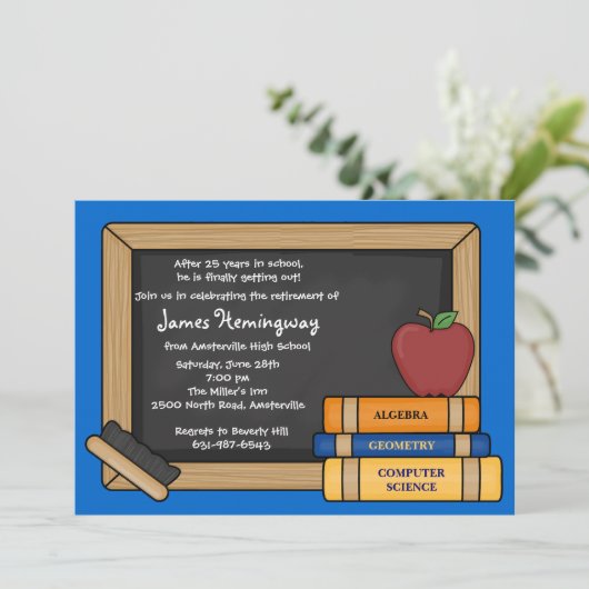 Invitation La retraite d'un enseignant de tableau noir, CHOIS (Debout devant)