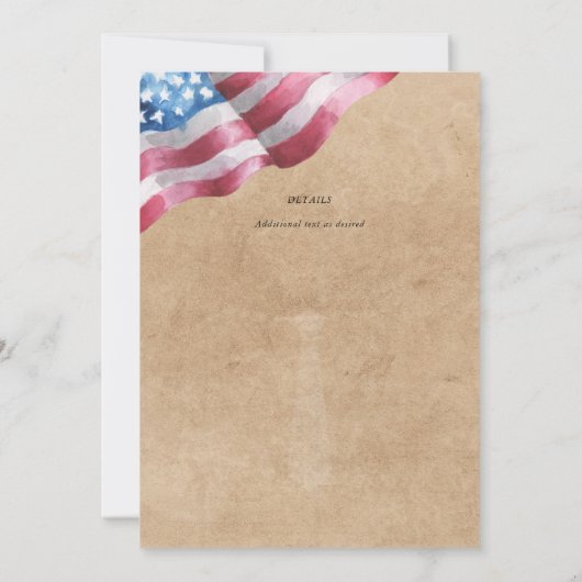 Invitation LA RETRAITE MILITAIRE CACHE À BOUTONS Drapeau US (Dos)