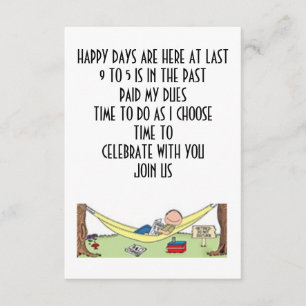 INVITATION LA RETRAITE SIGNIFIE CÉLÉBRER AVEC VOTRE INVITATIO