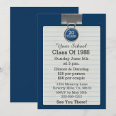 Invitation La Réunion bleue de classe de papier à lettres (Devant / Derrière)