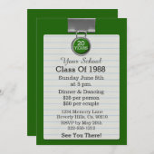 Invitation La Réunion de classe de vert de papier à lettres (Devant / Derrière)