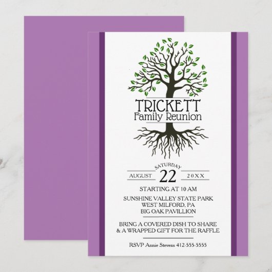 Invitation La Réunion de famille d'arbre généalogique de (Devant / Derrière)