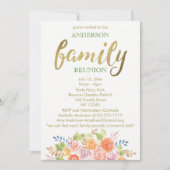 Invitation La Réunion vintage de famille rose (Devant)