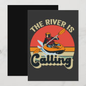 Invitation La rivière appelle drôle kayak plein air rétro (Devant / Derrière)