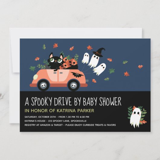 Invitation La Route D'Halloween Éffrayante Par Baby shower Bl (Devant)