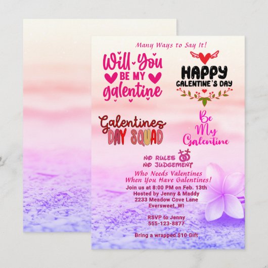 Invitation La Saint-Galentin cite la fête de l'amitié des fem (Devant / Derrière)