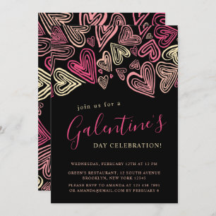 Invitation La Saint-Galentin moderne noir et rose