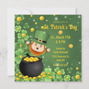 Invitation La Saint-Patrick Leprechauns Trèfle & Or