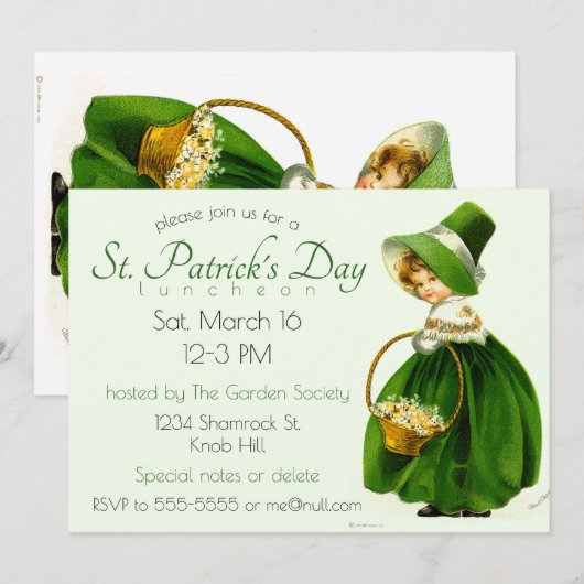 Invitation La Saint-Patrick vintage (Devant / Derrière)