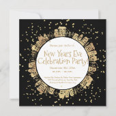 Invitation La Saint-Sylvestre, Noir, Blanc, Or, Fête (Devant)