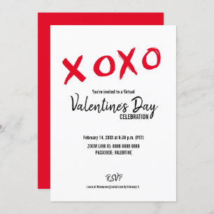 Invitation La Saint Valentin blanche rouge XOXO