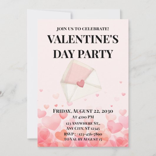 Invitation La Saint-Valentin cœur (Devant)