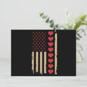 Invitation La Saint-Valentin Cœurs Drapeau américain  (Debout devant)